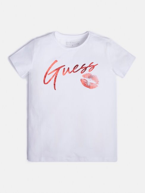 Tee Shirt Guess Blanc Avec Logo Sur Le Devant New Fashion