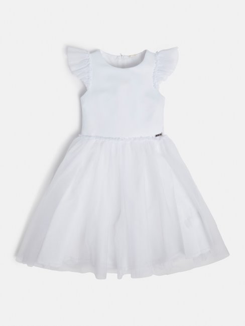Guess Robe Blanche Avec Empiècement En Tulle