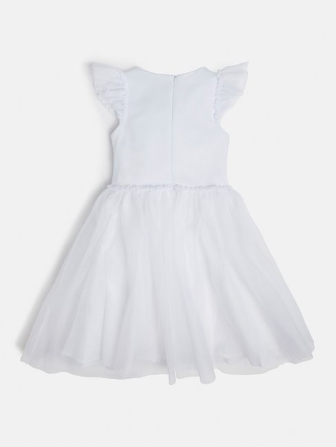 Guess Robe Blanche Avec Empiècement En Tulle