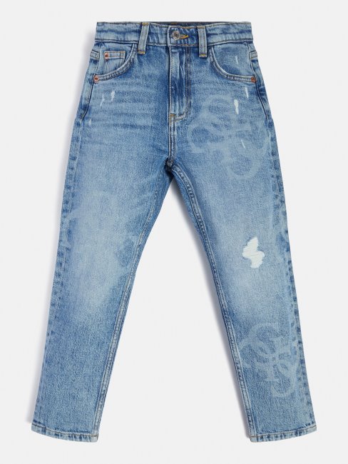 Pantalon En Jean Coupe Mom Bleu Guess
