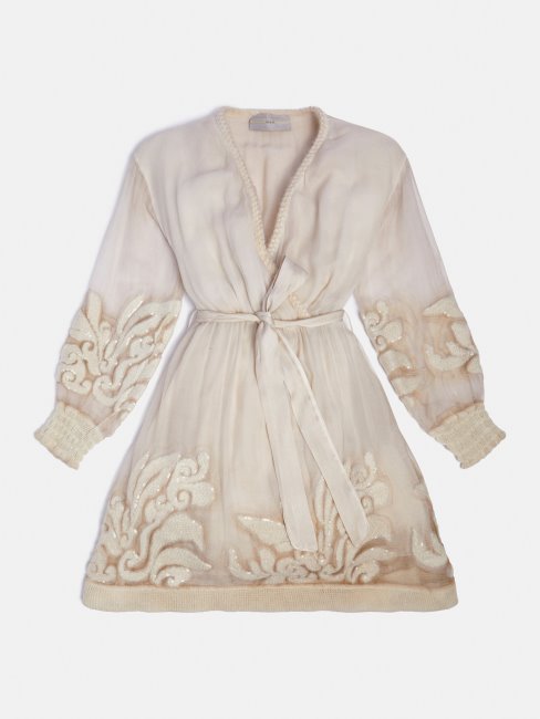 Robe Blanche En Soie Brodée Guess