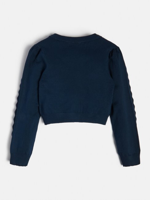 Cardigan Bleu Avec Empiècement En Dentelle Guess