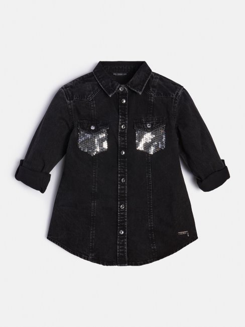 Chemise En Jean Noire à Sequins Guess