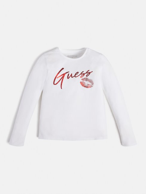 Tee Shirt Blanc Logo Devant Guess