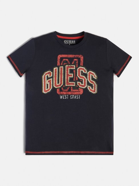 T-shirt Bleu Logo Devant Guess Nouvelle Tendance