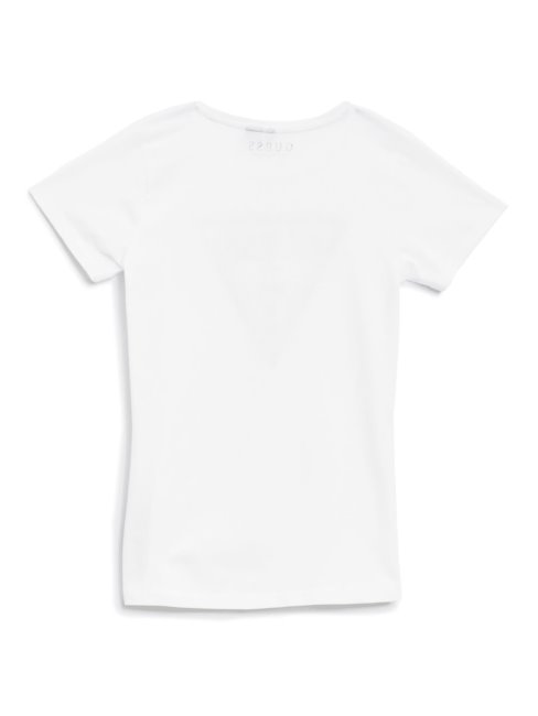 T-shirt Blanc Logo Triangle Métallisé Guess
