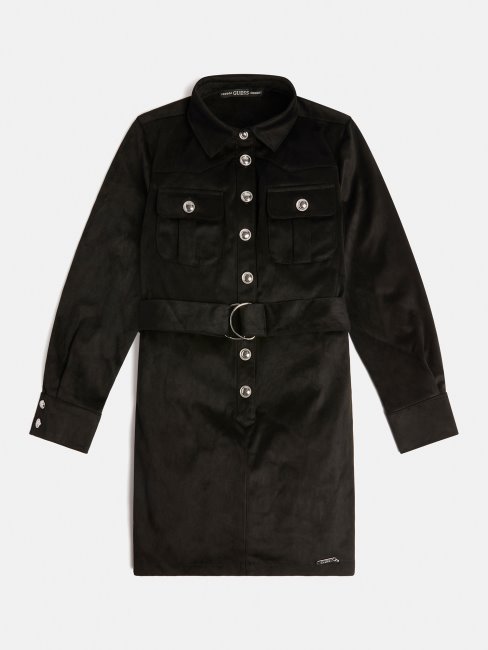 Robe Suédine Bouton Logo Guess Noir