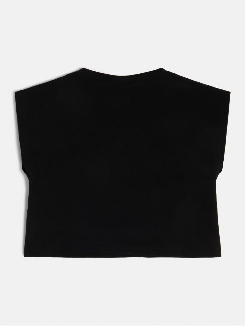 T-shirt Court Guess Noir à Logo Sur Le Devant