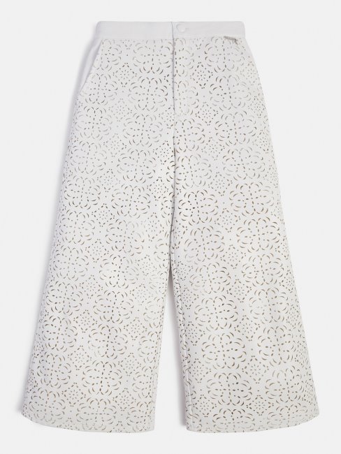 Guess Pantalon Simili Cuir Blanc