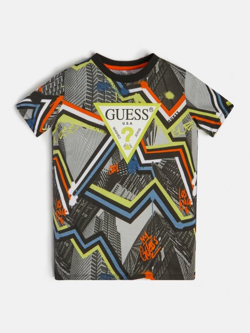 T-shirt Gris Logo Multi Triangle Devant Guess