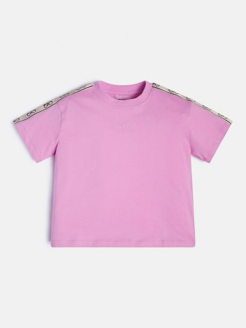 Tee Shirt Guess Rose Court à Logo Sur Le Devant