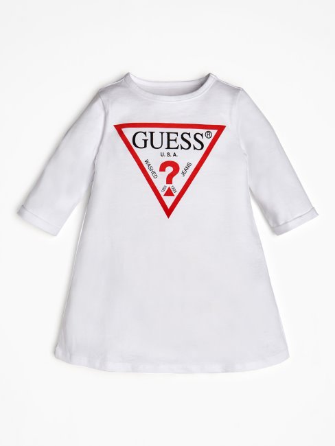 Robe Blanche à Logo Triangle Guess