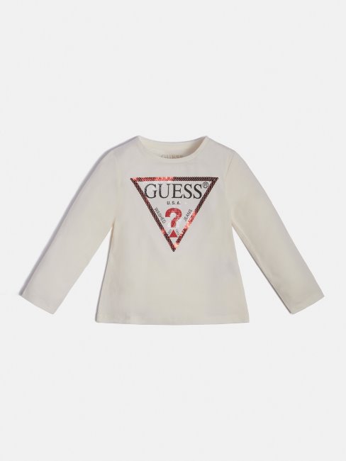 Tee-shirt Guess Blanc Logo Triangle