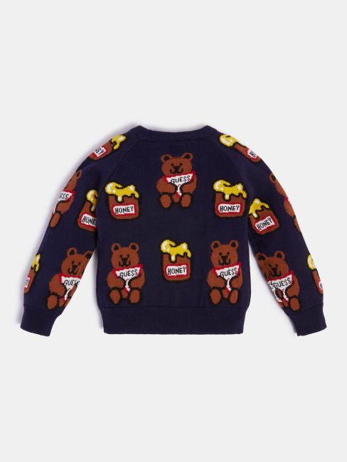 Pull Jacquard All Over Logo Guess Bleu Multi