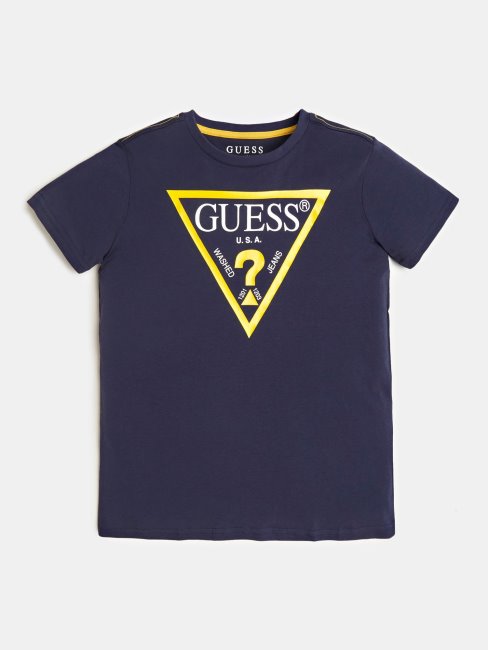 Tee Shirt Bleu Foncé Logo Triangle Guess