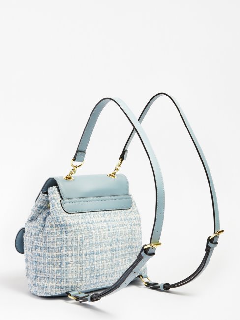 Sac à Dos En Tweed Bleu Guess