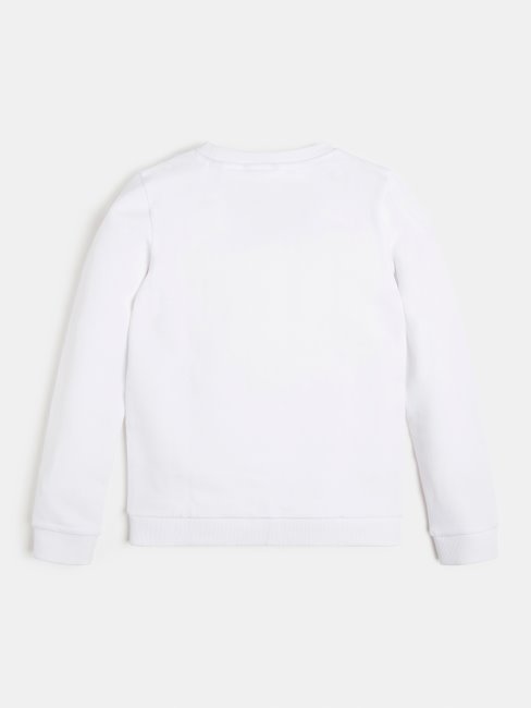 Sweat Guess Blanc Avec Triangle Logo Sur Le Devant