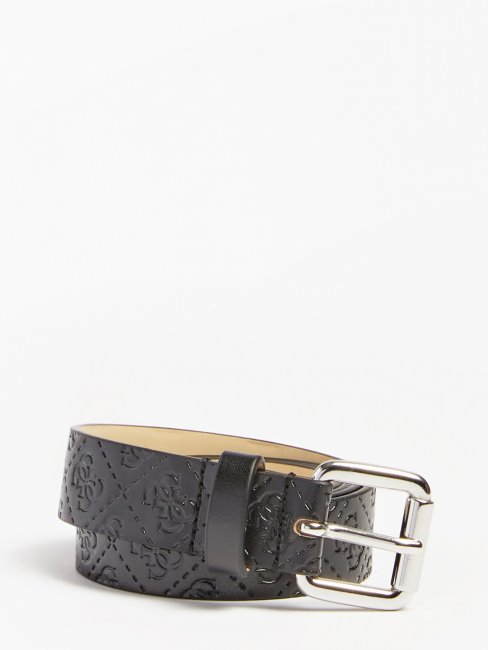 Ceinture Noire à Imprimé Logo Guess All Over 4g