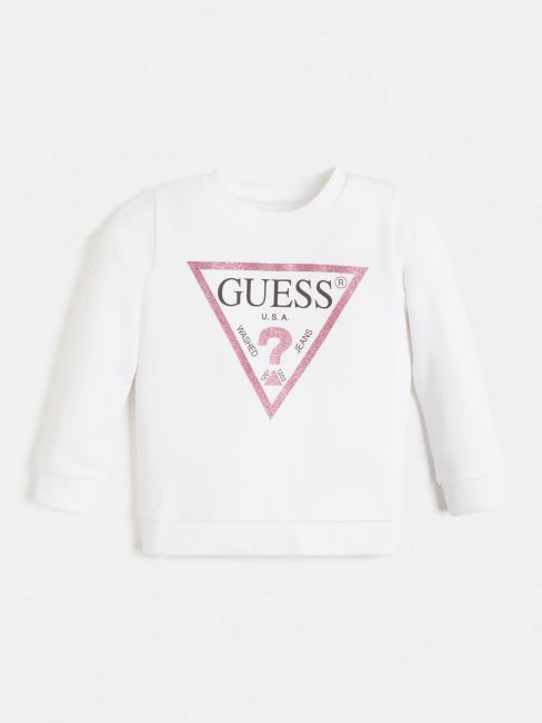 Sweat Triangle Logo Guess Blanc Nouvelle Tendance