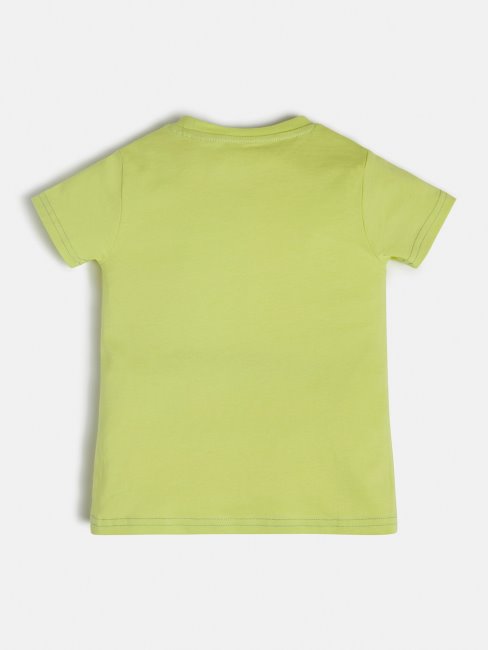 Tee Shirt Guess Vert Logo Triangle Sur Le Devant
