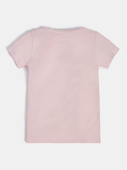 Tee Shirt Logo Triangle Métallisé Guess Rose