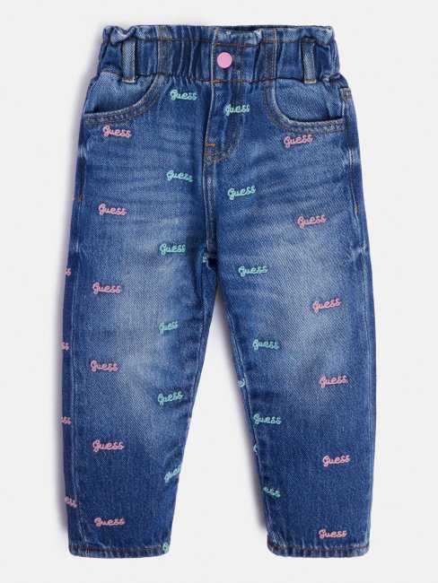 Pantalon Denim Avec Logo Sur L'ensemble Guess Bleu