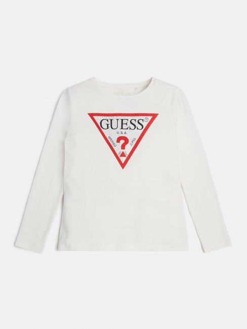 Tee Shirt Guess Logo Triangle Blanc