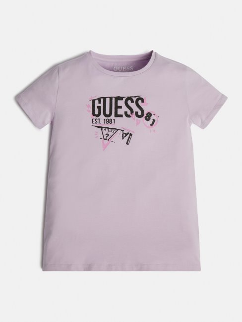 Tee Shirt Guess Logo Devant Lilas