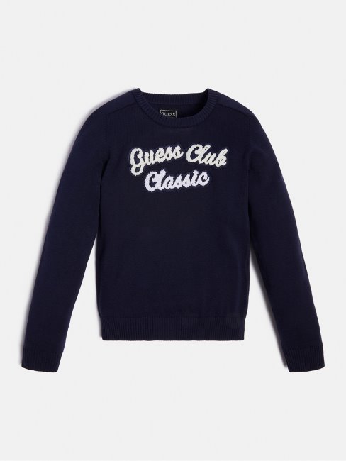 Sweat Logo Devant Bleu Guess Nouvelle Tendance