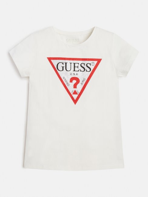 Tee Shirt Blanc Logo Triangle Guess