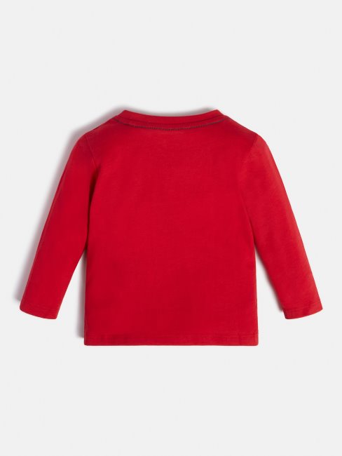 Tee Shirt Guess Manches Logo Triangle Rouge