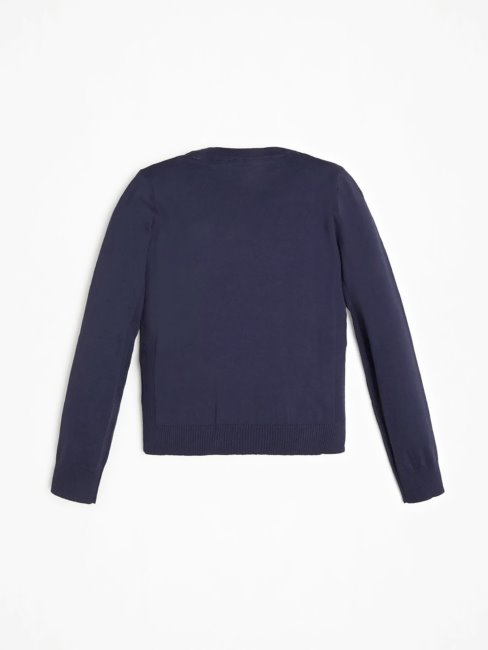 Guess Pull Bleu Foncé Avec étiquette Logo