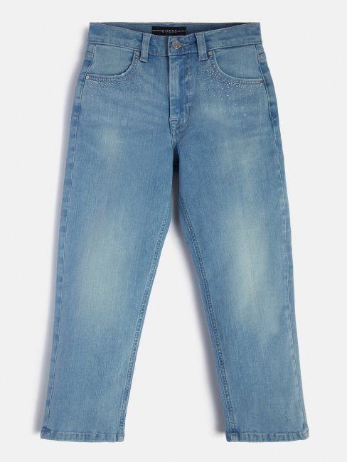 Guess Pantalon Droit En Denim Bleu