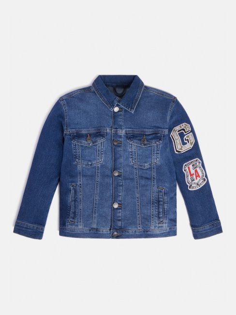 Veste En Jean Brodée Sur Le Côté Bleu Guess