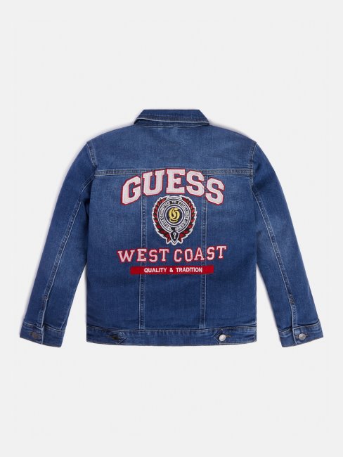 Veste En Jean Brodée Sur Le Côté Bleu Guess