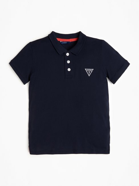Polo Guess Bleu Multi Logo Sur Le Devant