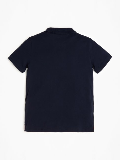 Polo Guess Bleu Multi Logo Sur Le Devant