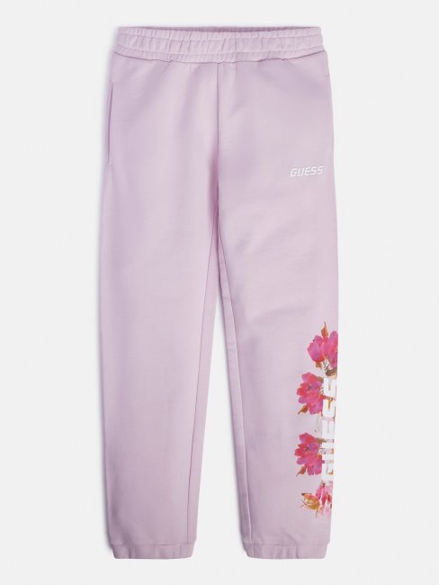 Guess Pantalon Actif Lilas Avec Logo Sur Le Devant