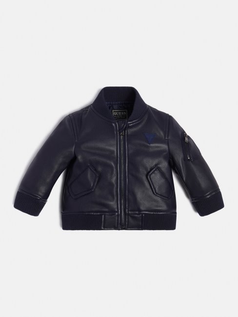 Bomber Simili Cuir Bleu Guess