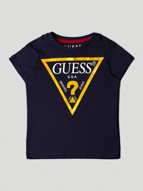 Tee Shirt Guess Bleu Foncé Avec Logo Triangle