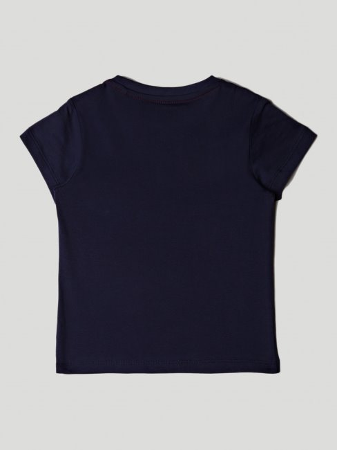 Tee Shirt Guess Bleu Foncé Avec Logo Triangle