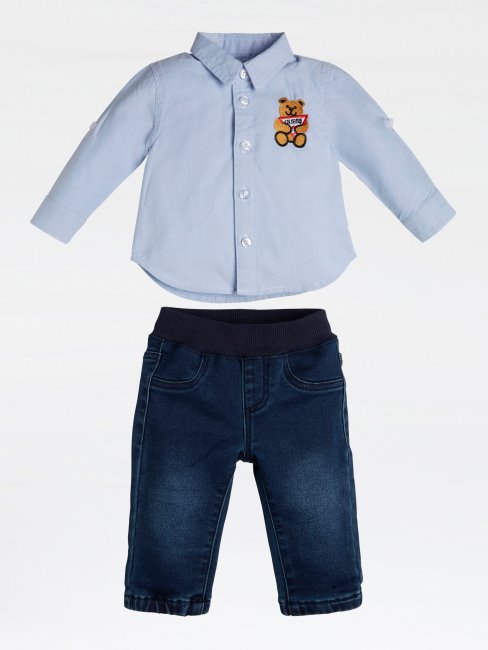 Guess Ensemble Chemise Et Pantalon Bleu Clair