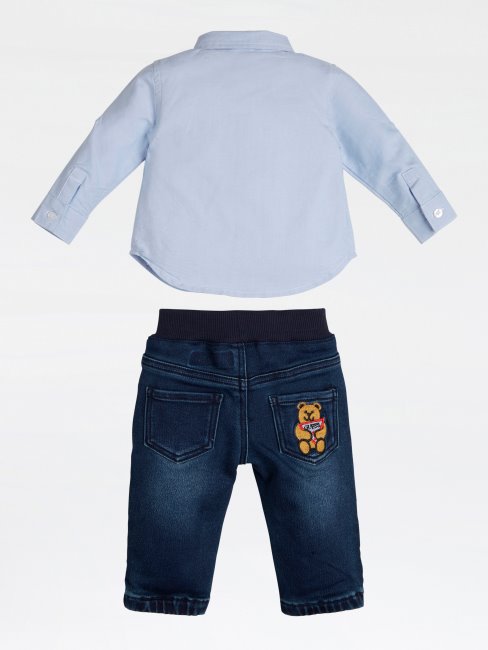 Guess Ensemble Chemise Et Pantalon Bleu Clair