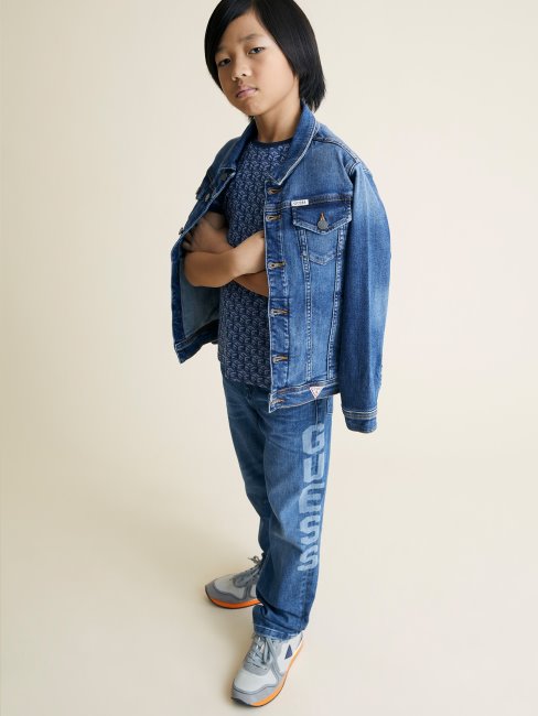 Pantalon En Denim Avec Logo Sur Le Côté Bleu Clair
