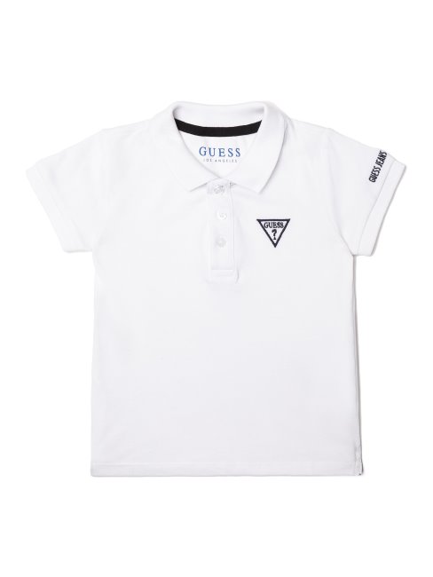 Guess Polo Blanc à Logo Sur Le Devant