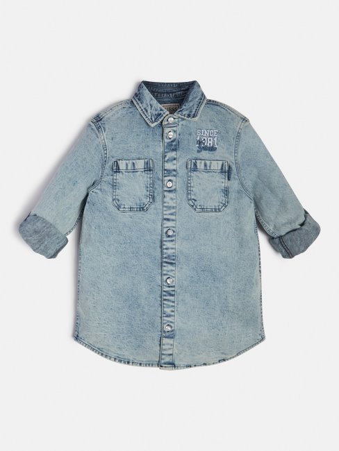 Chemise En Jean Bleu Clair Guess