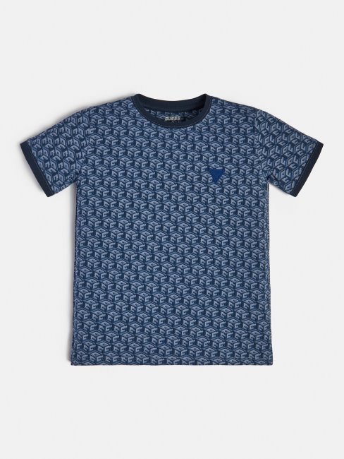 T-shirt Bleu Avec Logo Sur L'ensemble