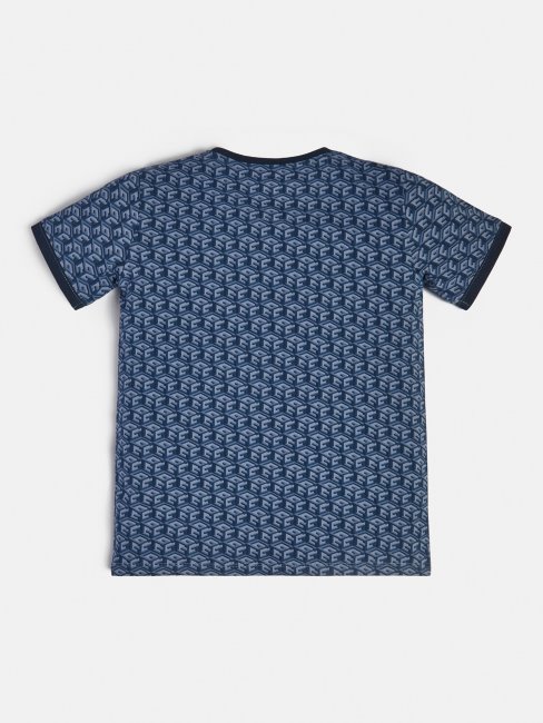 T-shirt Bleu Avec Logo Sur L'ensemble