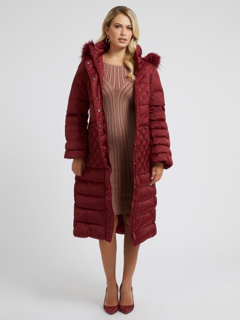 Guess Real Couette Longue Doudoune Rouge