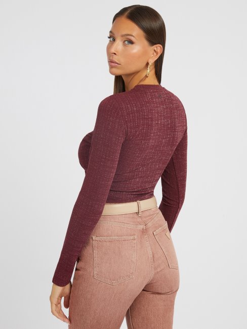 Top Pull Détails Lurex Gris Guess